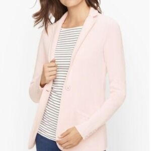 Talbots Plus Pink Knit Blazer Jacket Button Front Pockets Women Size 1X Office